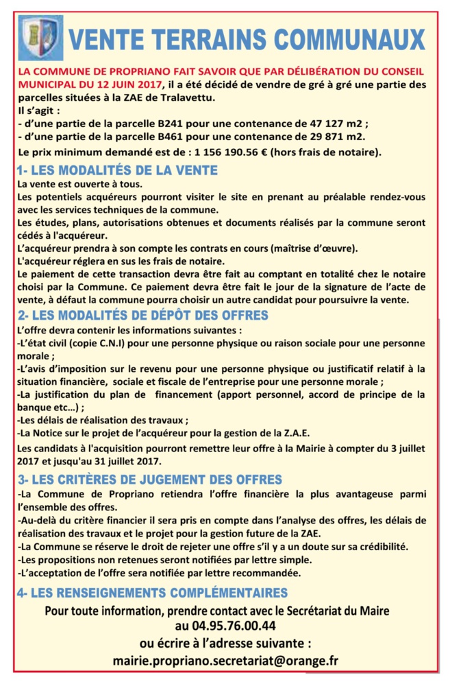 Vente de terrains communaux Vente de terrains communaux