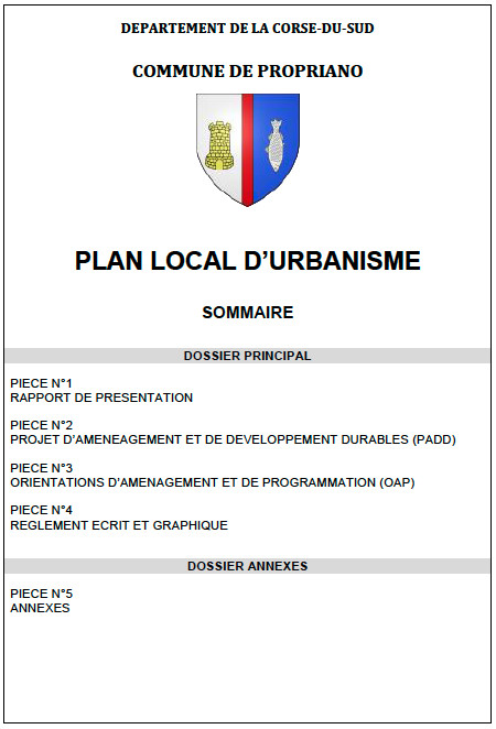 Plan Local d'Urbanisme de Propriano Plan Local d'Urbanisme de Propriano