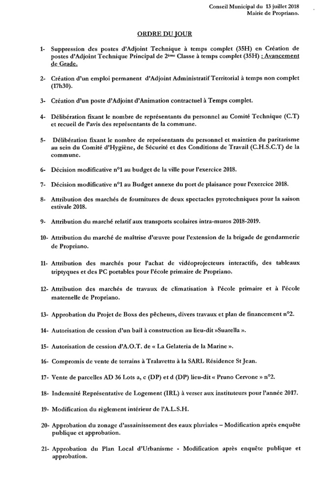 Réunion du conseil municipal du 13 juillet 2018 Réunion du conseil municipal du 13 juillet 2018