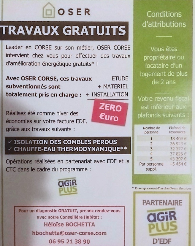 Rénovation énergétique : permanence OSER Corse Rénovation énergétique : permanence OSER Corse