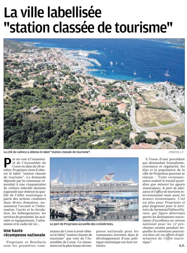 Propriano labellisée Station classée de Tourisme Propriano labellisée Station classée de Tourisme