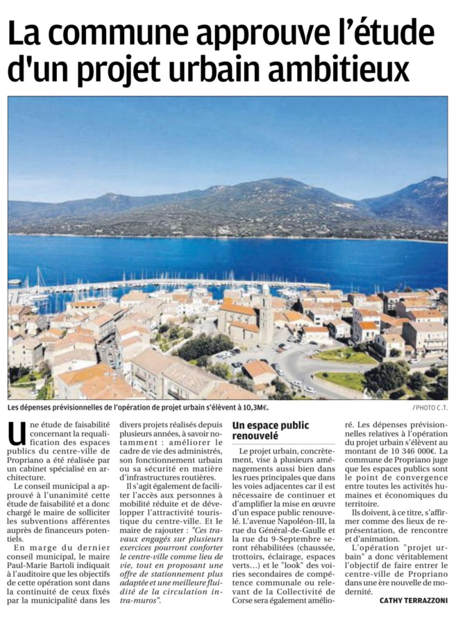 Un projet de renouvellement urbain pour Propriano Un projet de renouvellement urbain pour Propriano