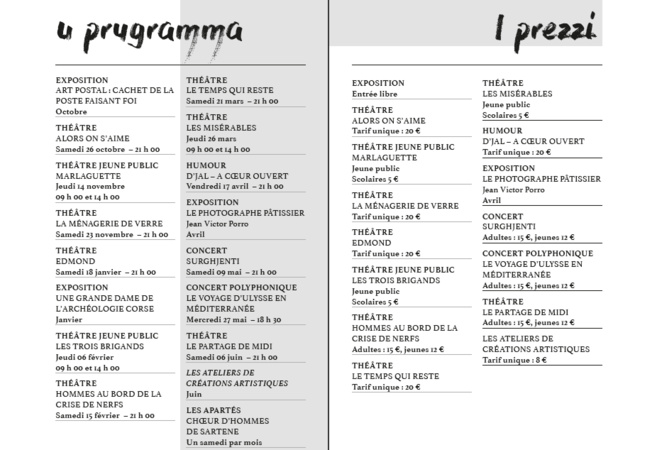 Théâtre de Propriano : saison 2019-2020