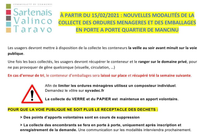 Modalités de la collecte en porte à porte Modalités de la collecte en porte à porte