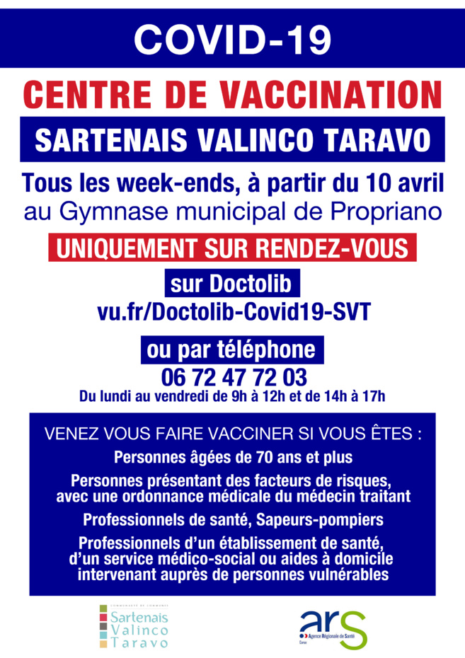Covid-19 : Ouverture du centre de vaccination Sartenais Valinco Taravo à Propriano Covid-19 : Ouverture du centre de vaccination Sartenais Valinco Taravo à Propriano