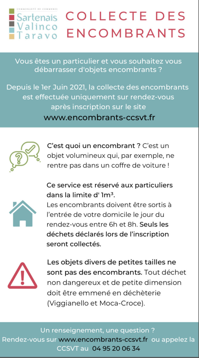 Rappel des modalités de collecte des encombrants