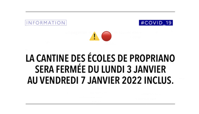 Fermeture exceptionnelle de la cantine scolaire Fermeture exceptionnelle de la cantine scolaire