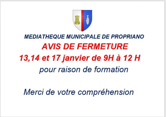 Fermetures exceptionnelles de la médiathèque municipale Fermetures exceptionnelles de la médiathèque municipale