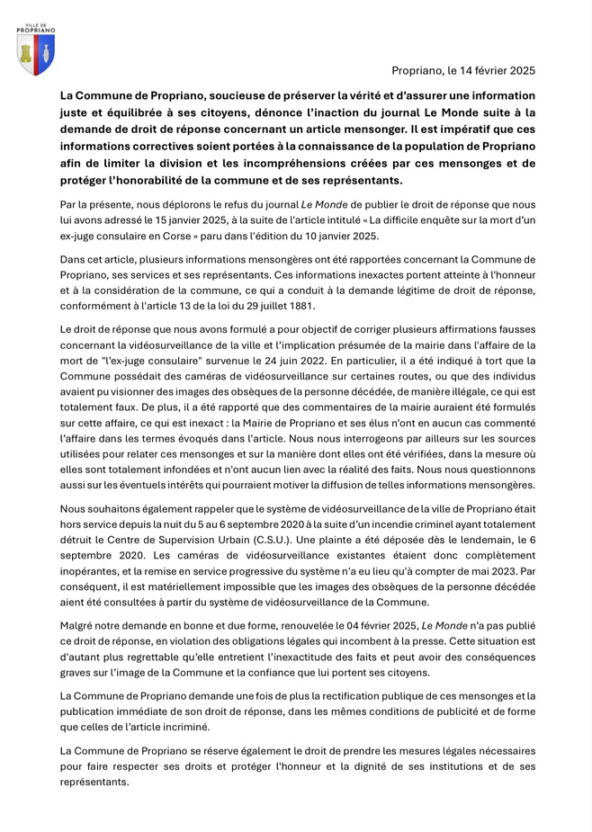Mise au point suite à un article paru dans le journal Le monde Mise au point suite à un article paru dans le journal Le monde