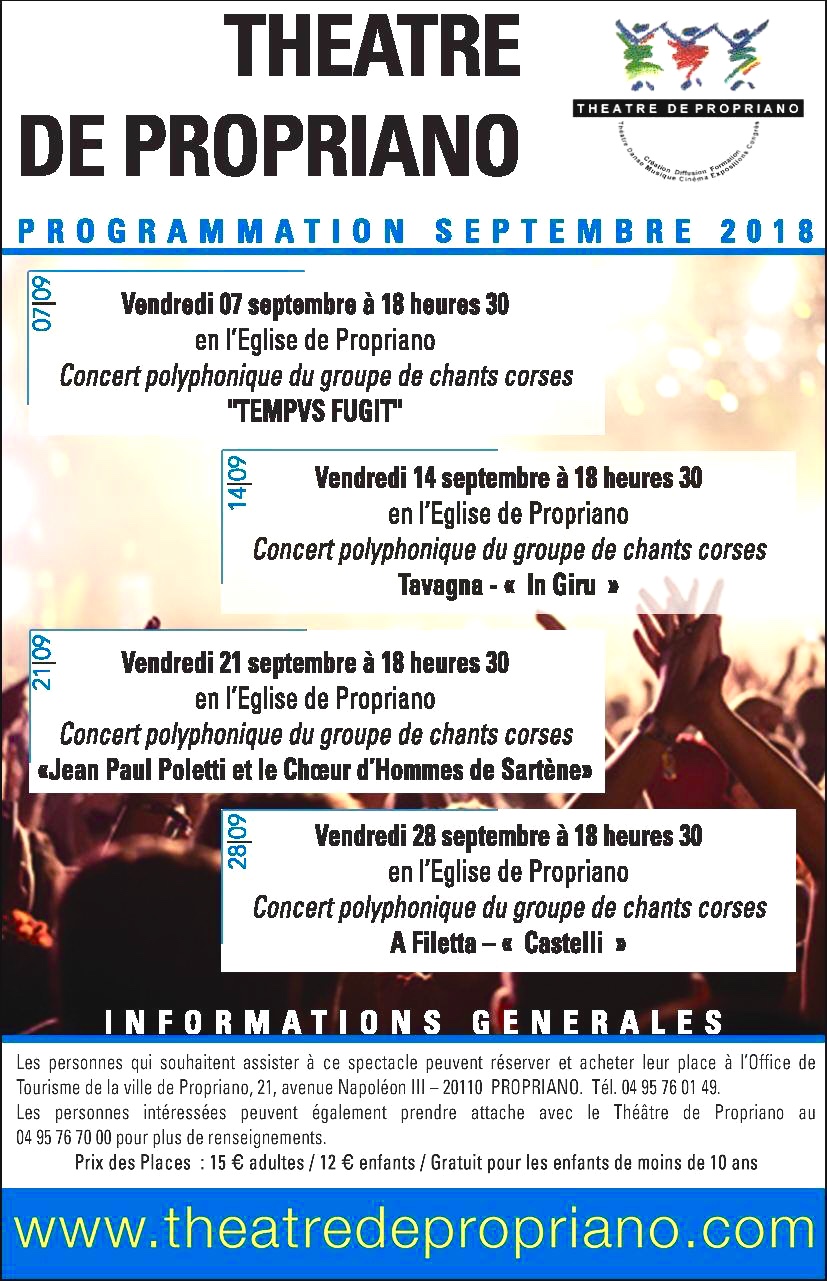 Septembre : Concerts en l'église de Propriano