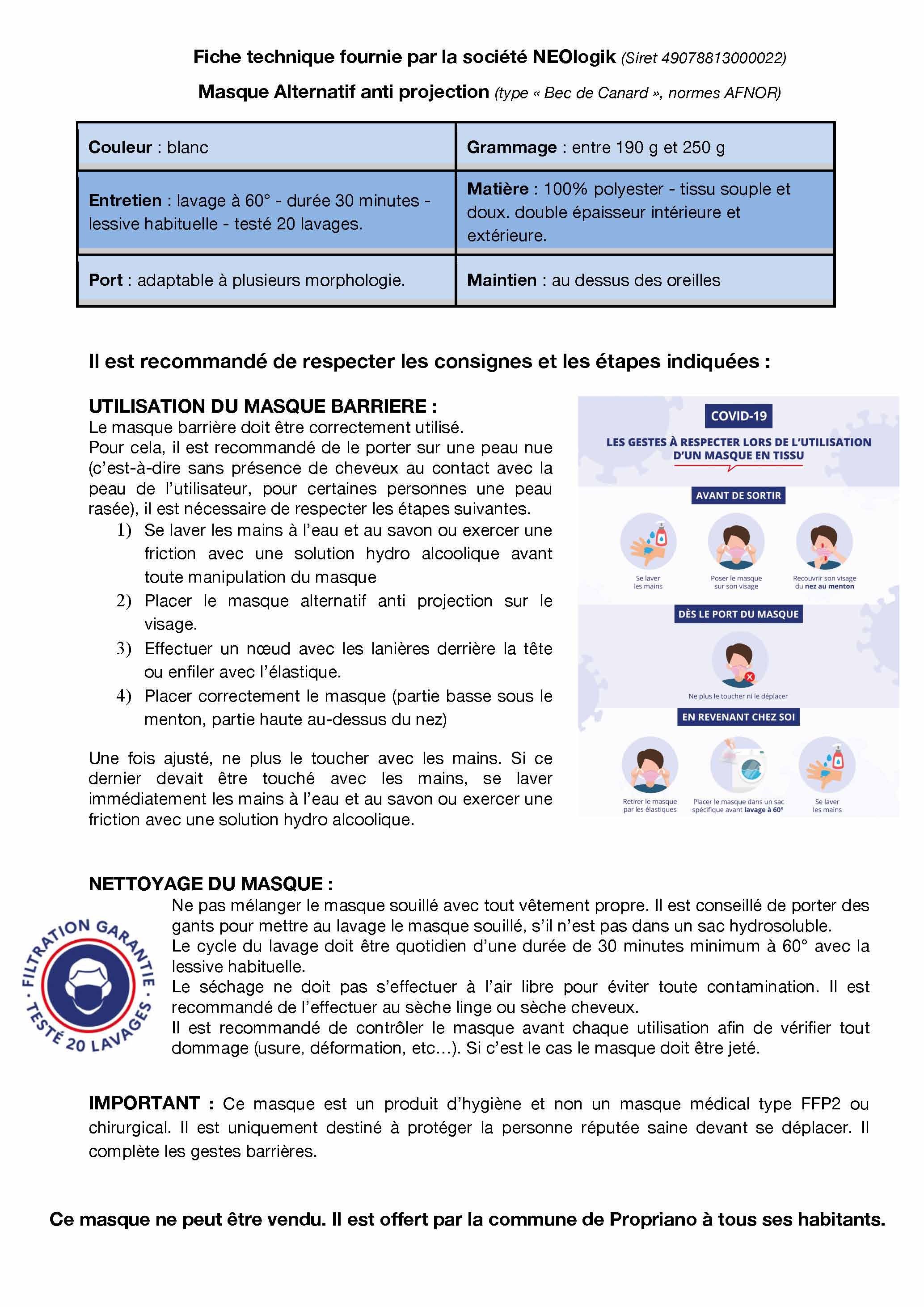 Distribution de masques barrières à la population