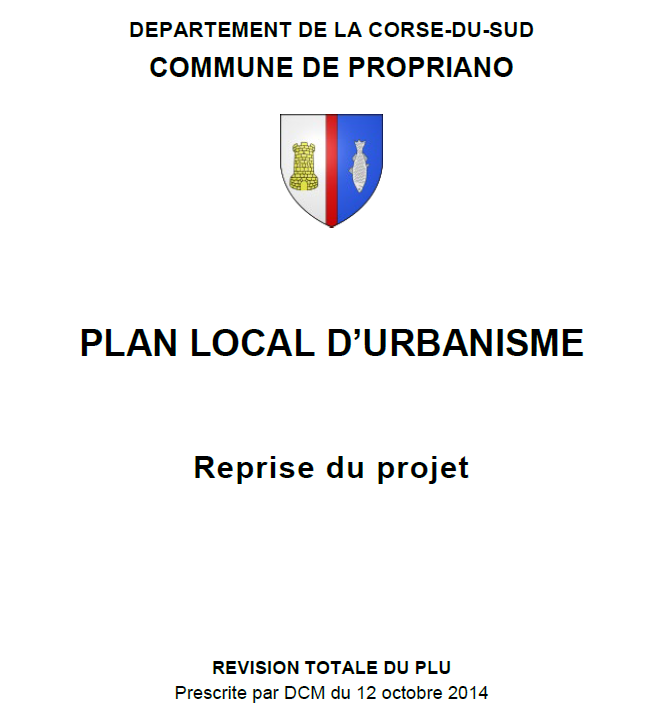 Réunion publique sur la Reprise de la révision générale du PLU de Propriano