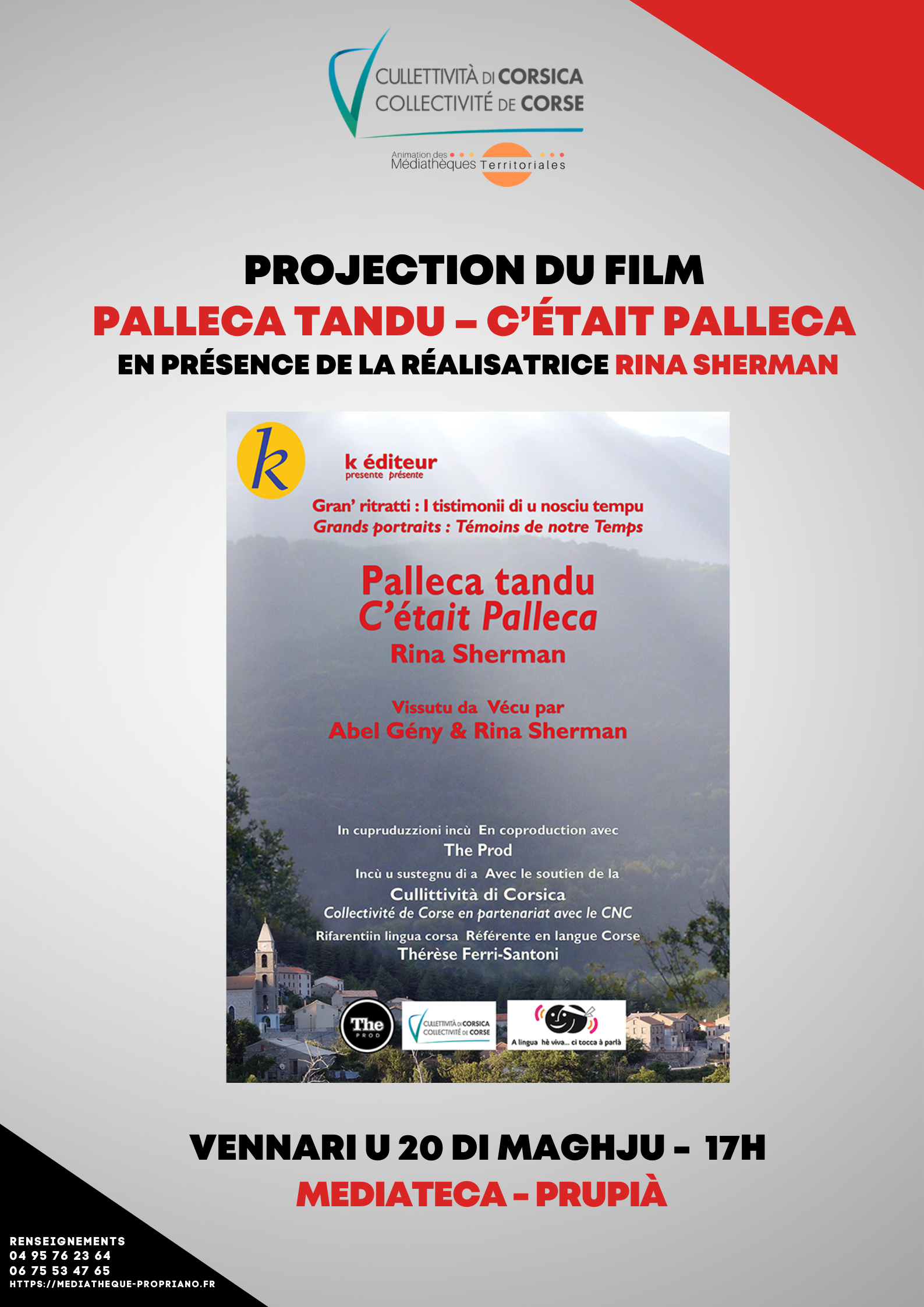 Projection du film " PALLECA TANDU - C'ETAIT PALLECA" suivie d'un échange, en présence de la réalisatrice Rina Sherman