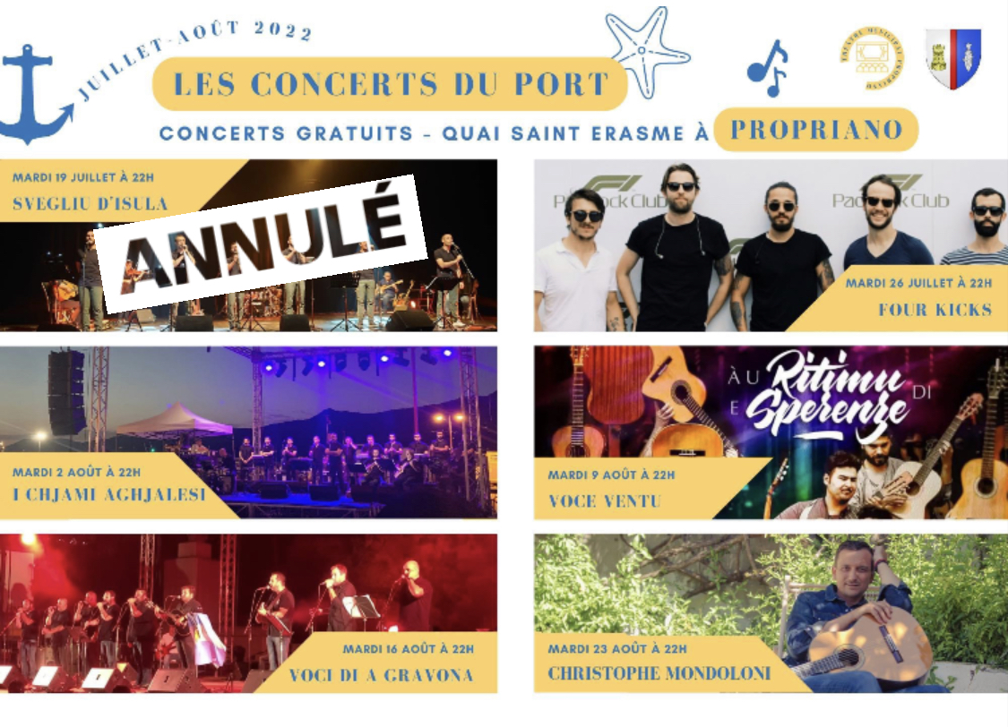 Les concerts du Port : soirée du 19 juillet annulée  Les concerts du Port : soirée du 19 juillet annulée