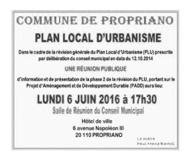 Révision du PLU - phase 2 : Réunion publique
