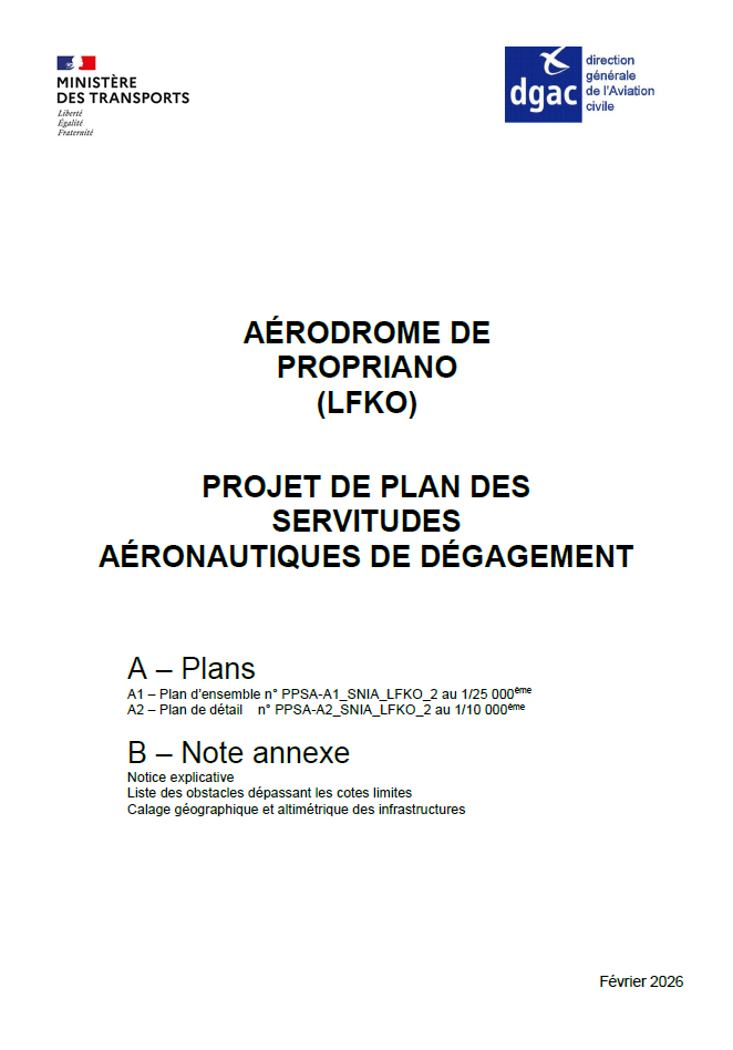 Enquête publique : Établissement du plan de servitudes aéronautiques de dégagement de l’aérodrome de Propriano