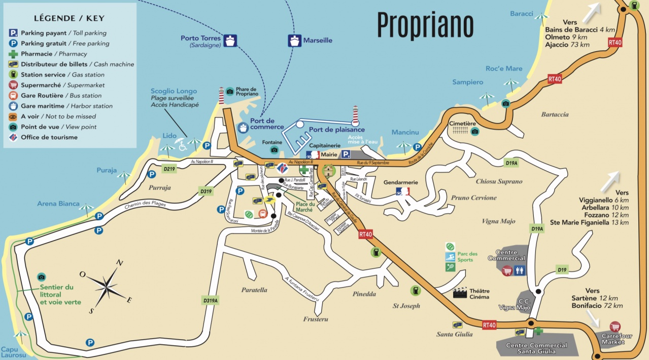 Plan du Centre-ville de Propriano